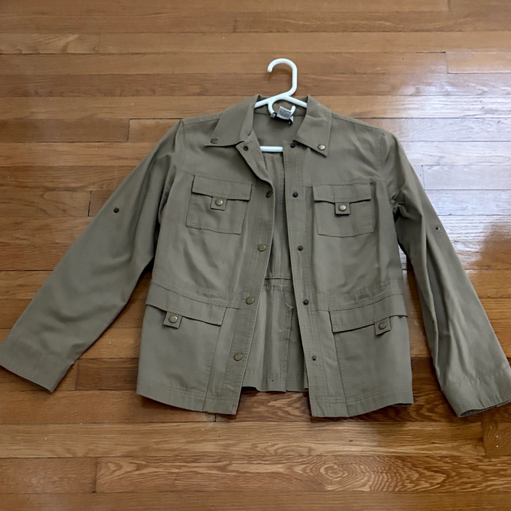 Ann Taylor LOFT Khaki Cotton Jacket Small Petite